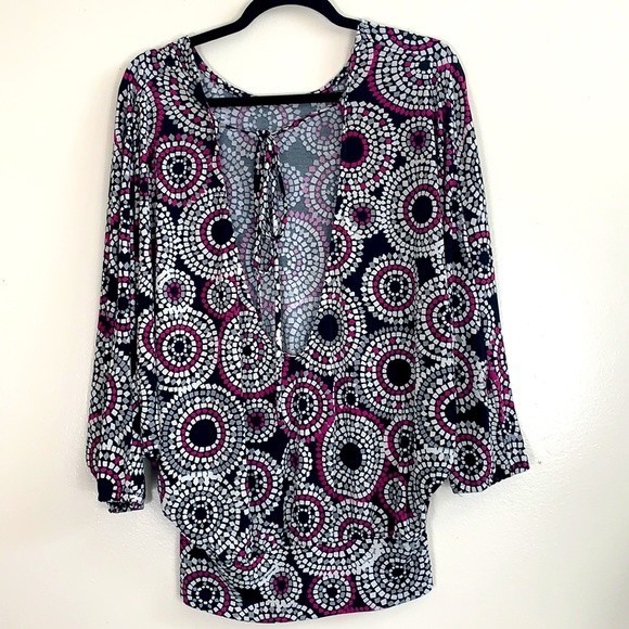 Rampage Multicolored Open Back Long Sleeve Women’s Top Size S - Picture 7 of 11